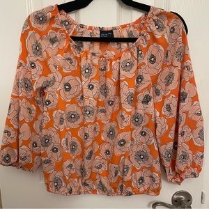 Orange floral top, petite small